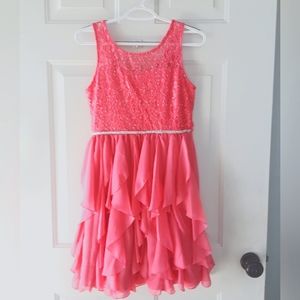 Coral Ruffle Formal Dress for Girls